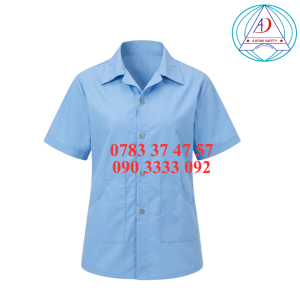 ao-blouse-tay-ngan-xanh