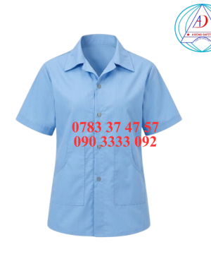 ao-blouse-tay-ngan-xanh