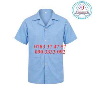 ao-blouse-tay-ngan-xanh