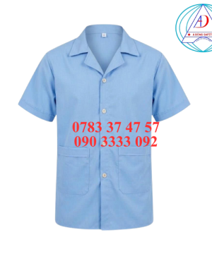 ao-blouse-tay-ngan-xanh